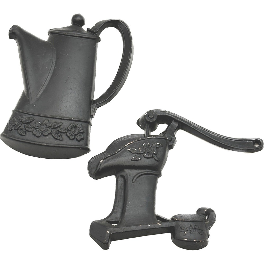 Vtg Sexton Metal Wall Plaques‎ Coffee Pot Water Pump MCM Kitschy Farmhouse Decor